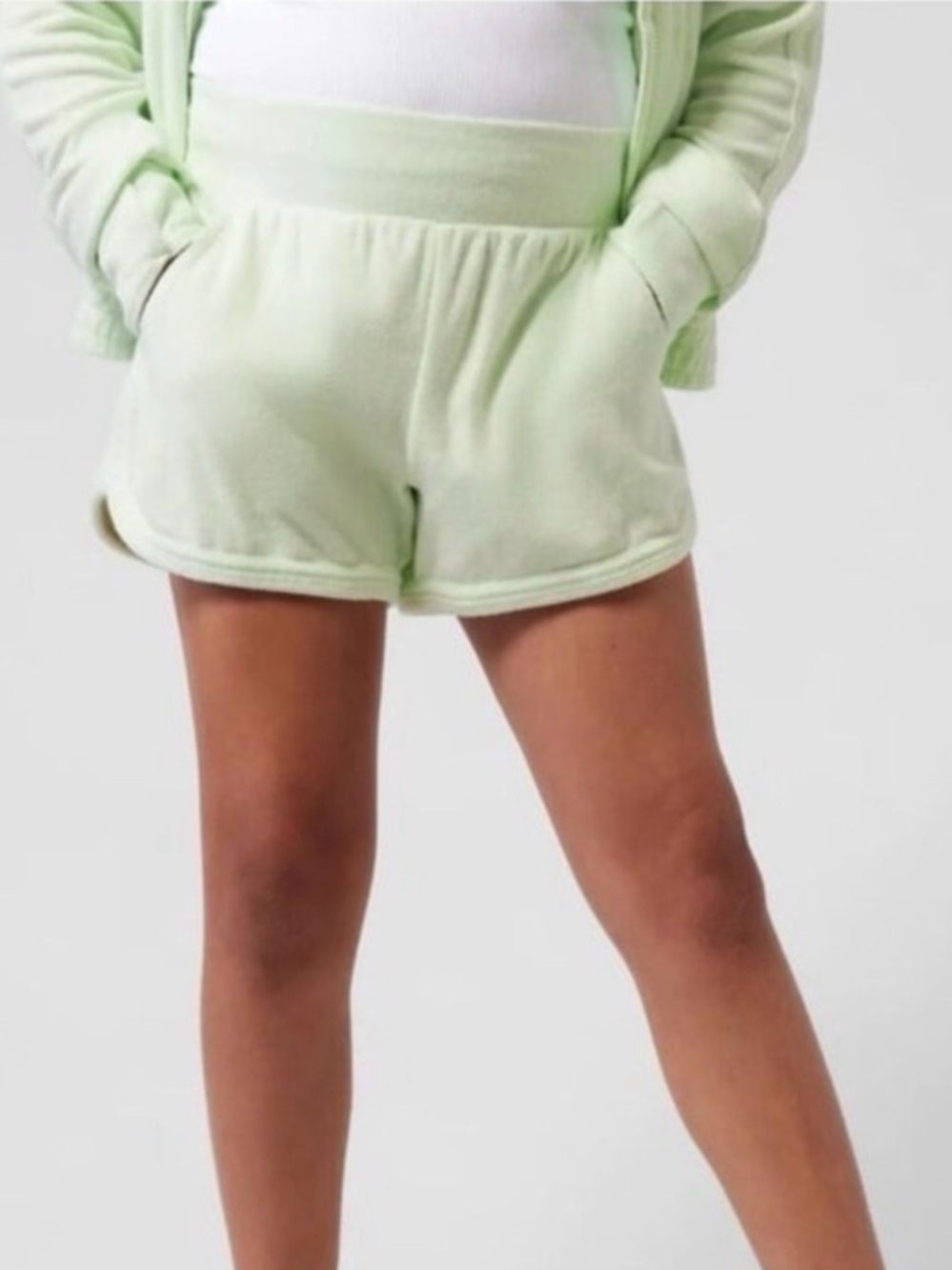 NWT - Girls Light Green Terry Shorts